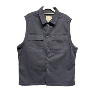 NWT Produkt Women's Heavy Cotton Navy Blue Sleeveless Work Button Down Shirt XL